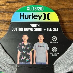 Hurley Youth Button Down Shirt & Tee Set Size XL NWT
